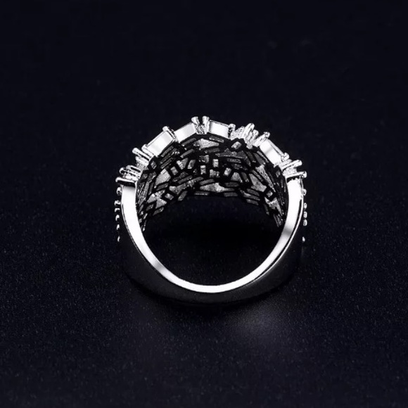 BAGUETTE 925 STERLING SILVER DIAMOND ETERNITY RING - Picture 5 of 5